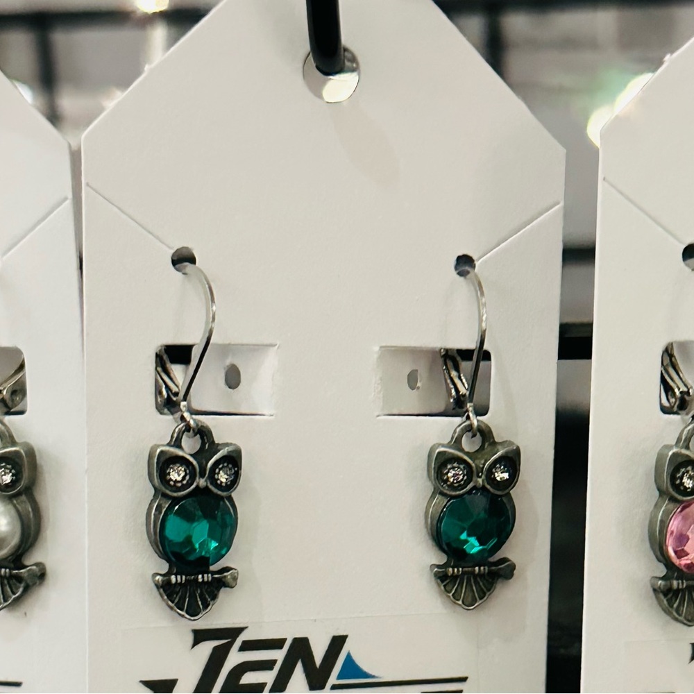 JenDore Handmade May Owl Dangle Drop Earrings Hypoallergenic Tarnish Resistant